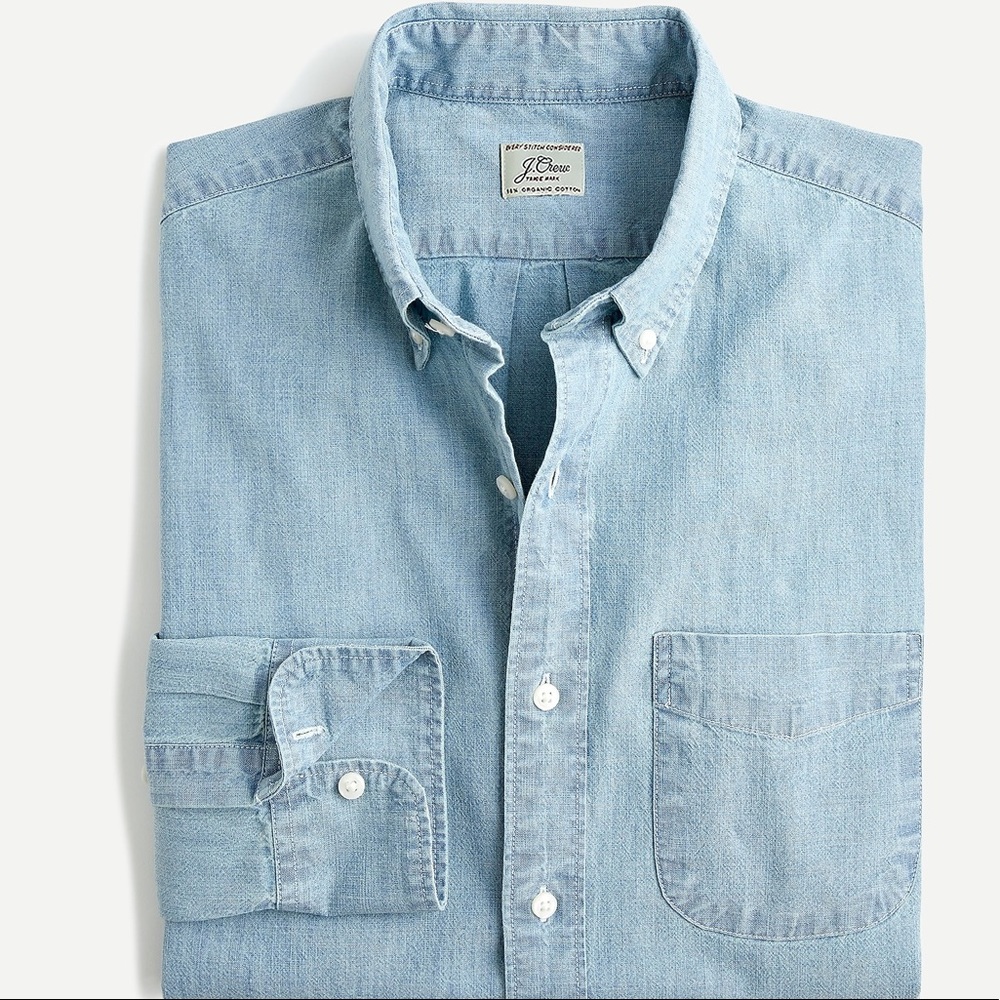 Slim stretch organic cotton chambray shirt